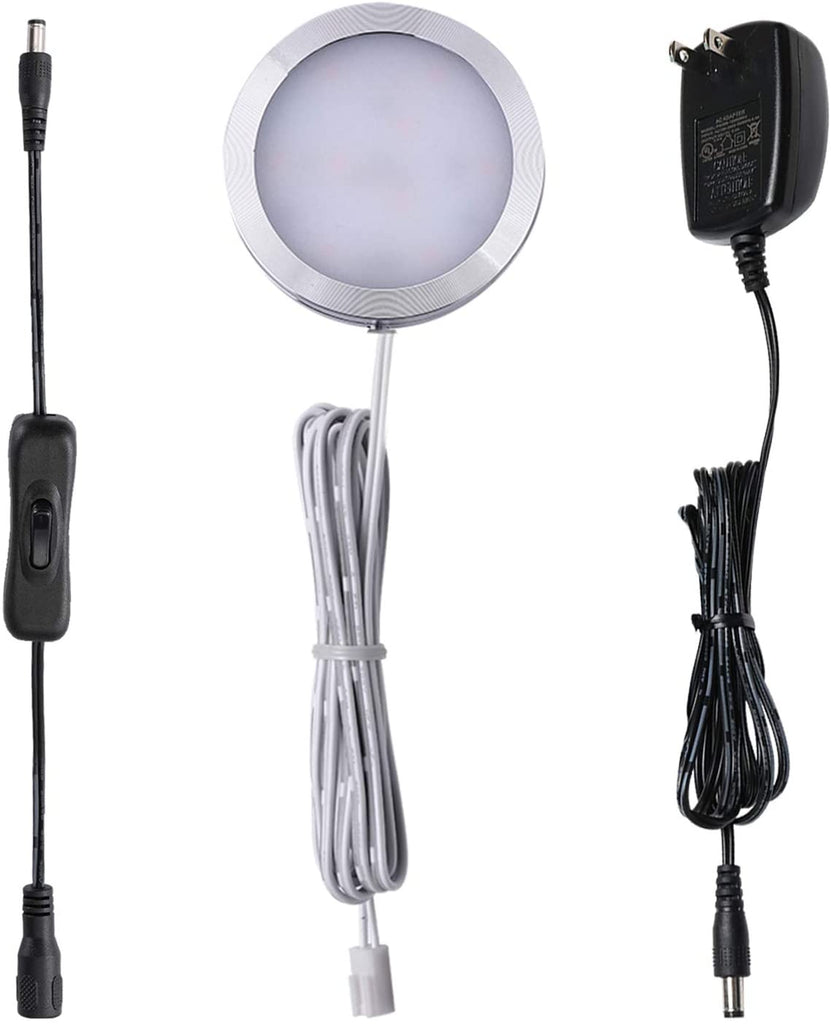 Single LED Puck Light for AIBOO Under Cabinet LED Puck Lights Lamps 12V for Kitchen Counter Closet Cabinet Lighting
