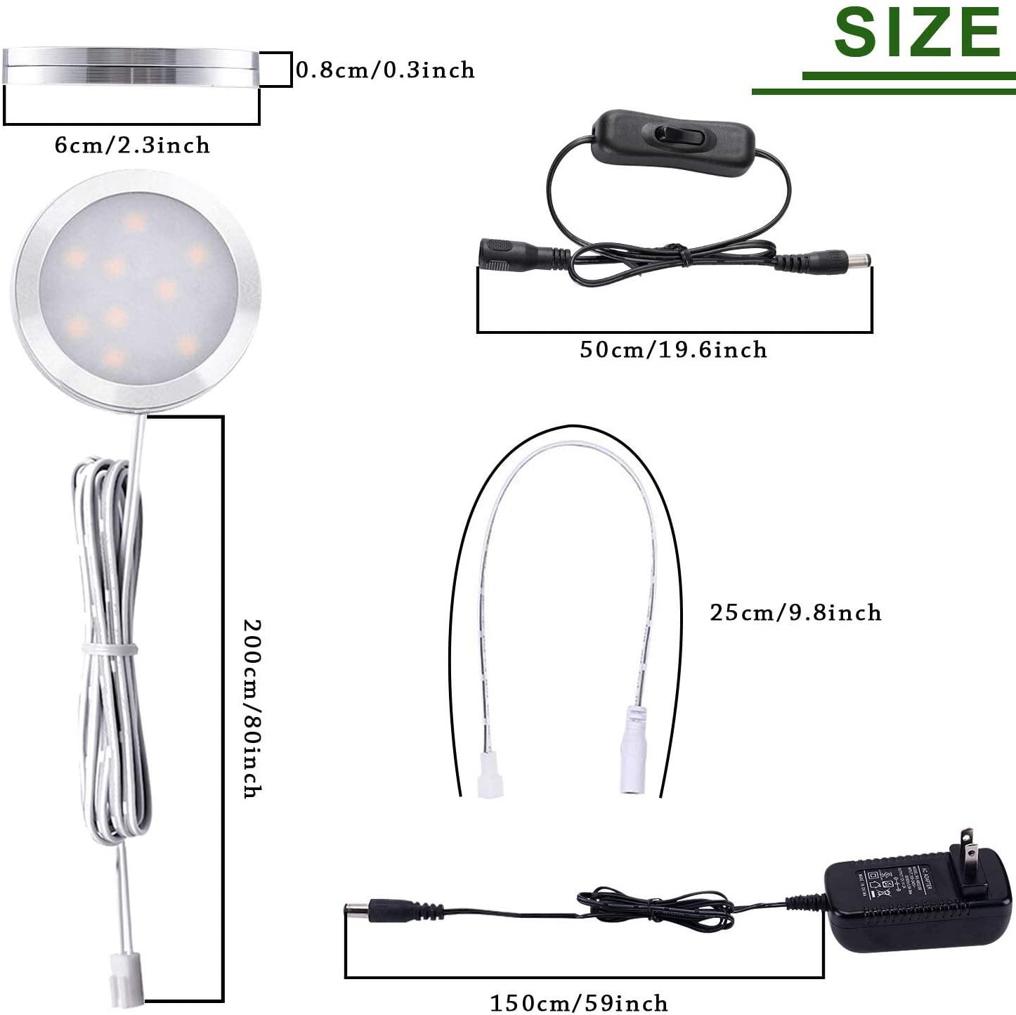 Einzelnes LED-Pucklicht für AIBOO Unterschrank-LED-Pucklichter, Lampen 12 V für Küchentheke, Schrank, Schrankbeleuchtung 