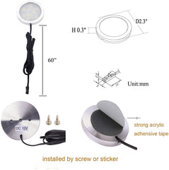 AIBOO LED Cabinet Lighting Kit for Kitchen Counter Closet 6 Packs Slim Aluminum Puck Lights with Switch 12Vdc 12W All Accessories Included (12W,Warmwhite /Coldwhite)