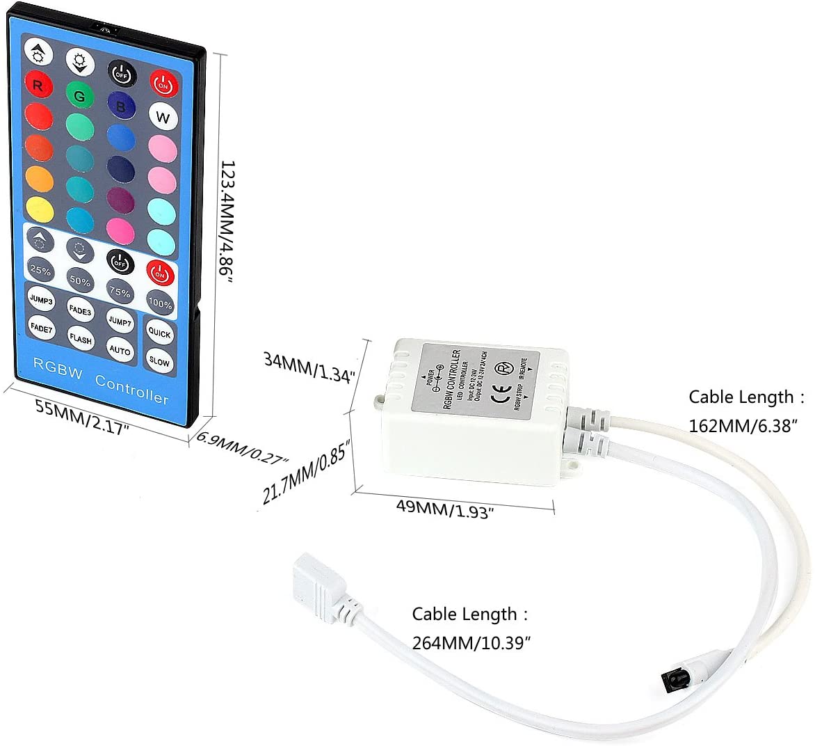 AIBOO IR Remote Controller 40 Keys RGBW Led Wireless Dimmer for RGB/RGBW 3528 5050 LED Strip Lights