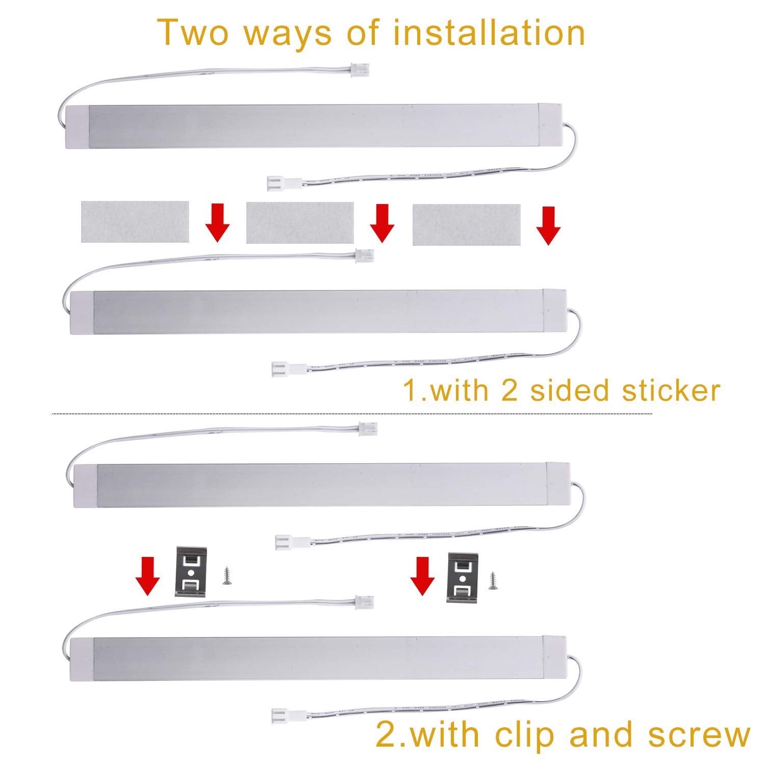 11 Zoll, 24 V, verknüpfbare LED-Küchenschrankleuchte mit Dimmer und Adapter (2700 K/6000 K, 6 Lichter) 