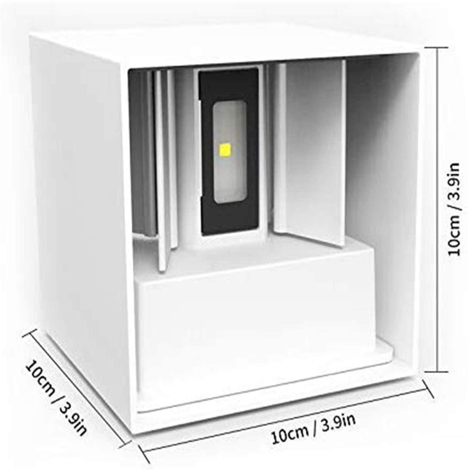 White LED Wall Light 12W, AIBOO Square Shaped LED Wall Lamp with Adjustable Angle Design, Modern Aluminum Wall Sconce Lighting IP65 Waterproof for Indoor Outdoor Lighting Warm White 2700K