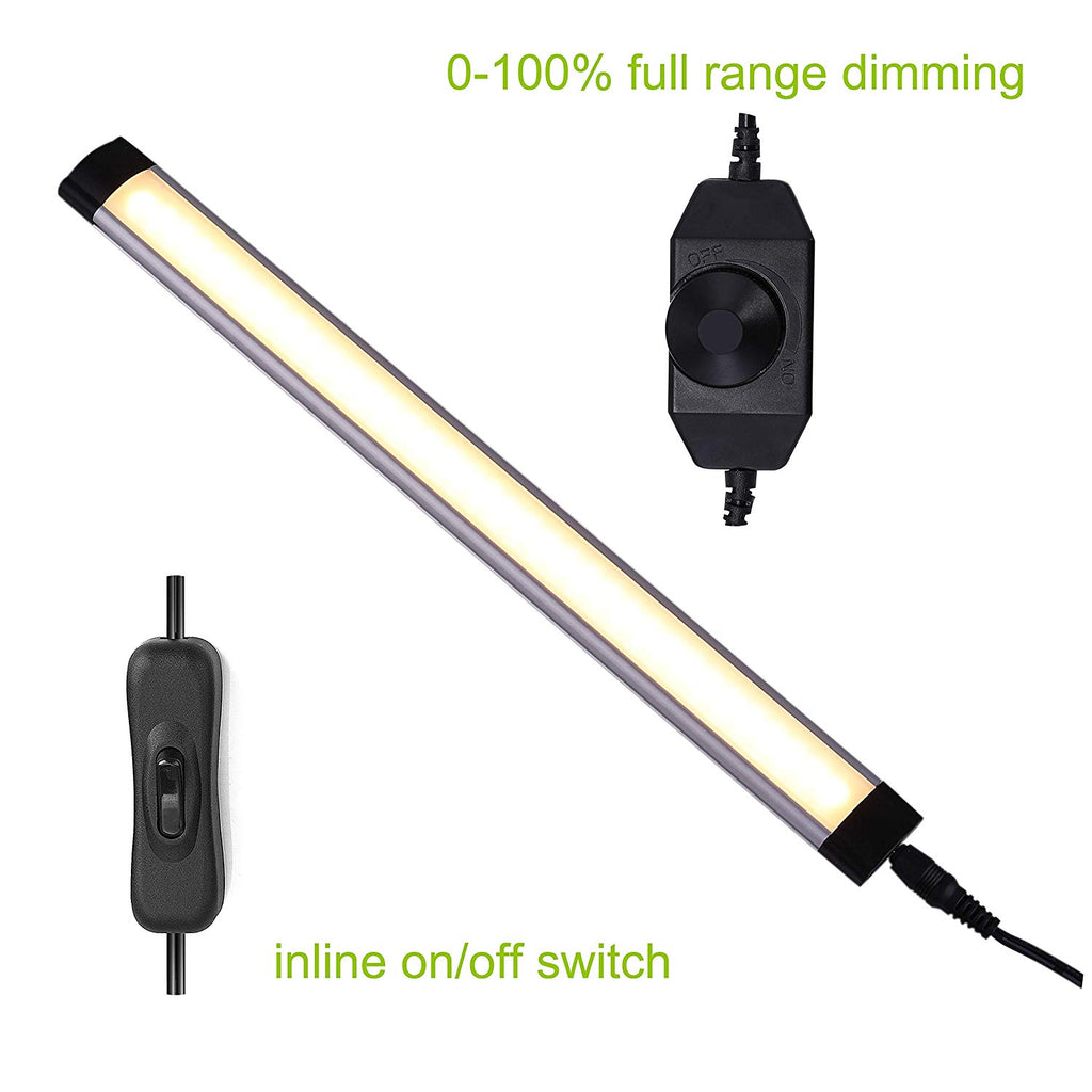 12V Linkable LED Under Cabinet Light Bar with Dimmer & Adapter(2700K/6000K, 4 Lights)