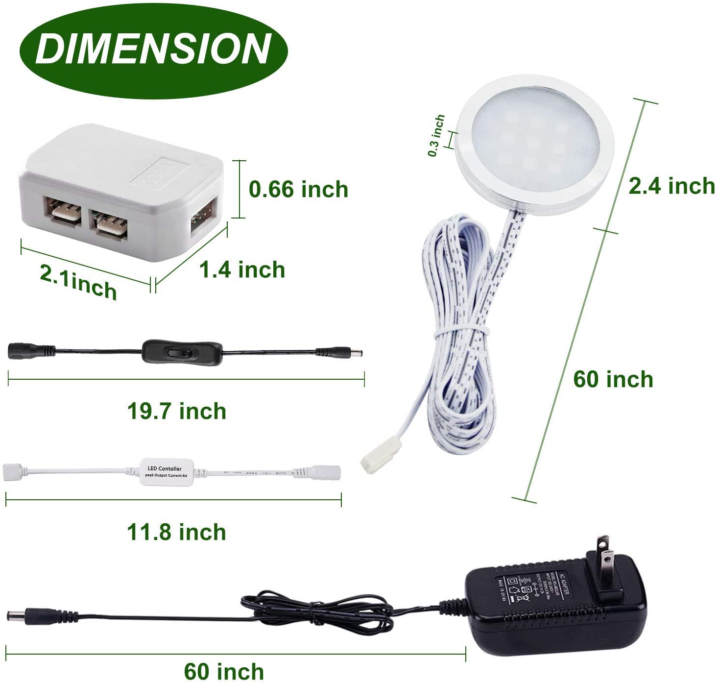 AIBOO LED-Puck-Leuchten für unter den Schrank, CCT-Licht, Farbtemperatur einstellbar, Warmweiß, Doppelfarbe, mit dimmbarer RF-Fernbedienung für stimmungsvolle Festtagsbeleuchtung in Küche, Schrank (6 Lichter, 18 W) 