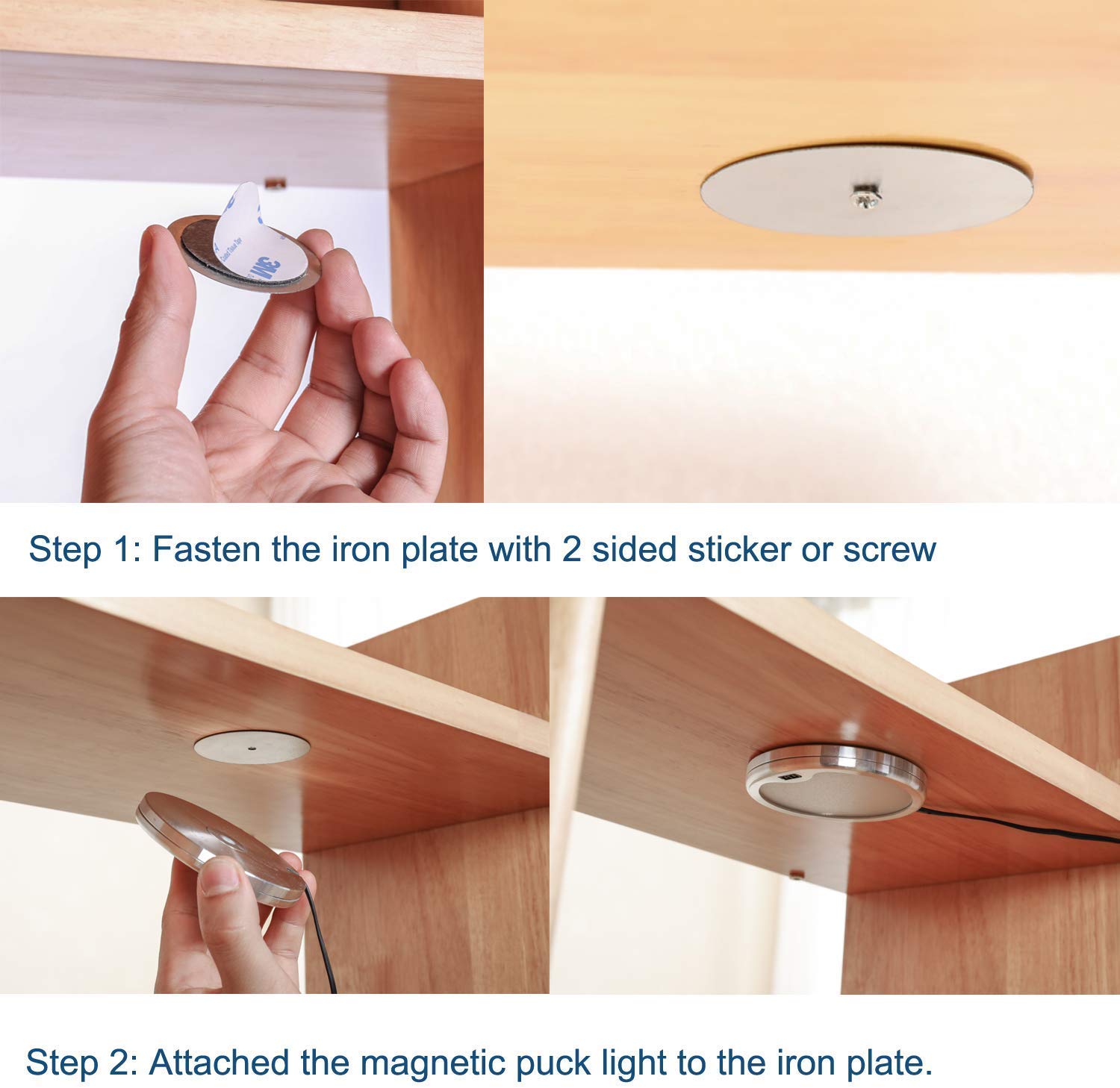 Hand Wave Activated Round Cupboard Shelf Big Puck Lights