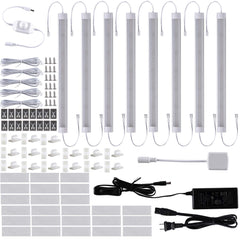 11” 24V Linkable LED Kitchen Cabinet Light with Dimmer and Adapter(2700K/6000K, 8 Lights)