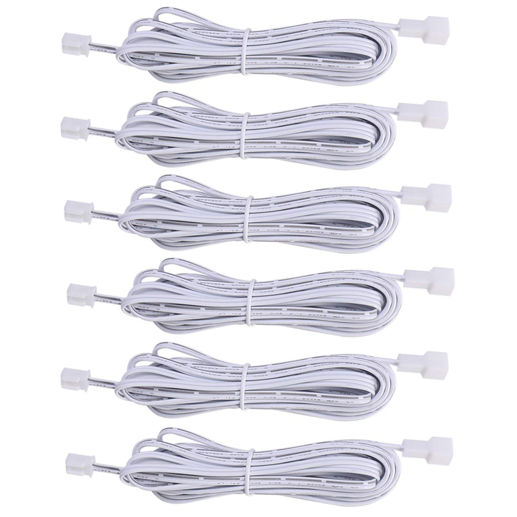 Flexible Extension Cable for LED Cabinet Light kit 3m (118.11 inch) (2 pin White Cord, 6 Packs)