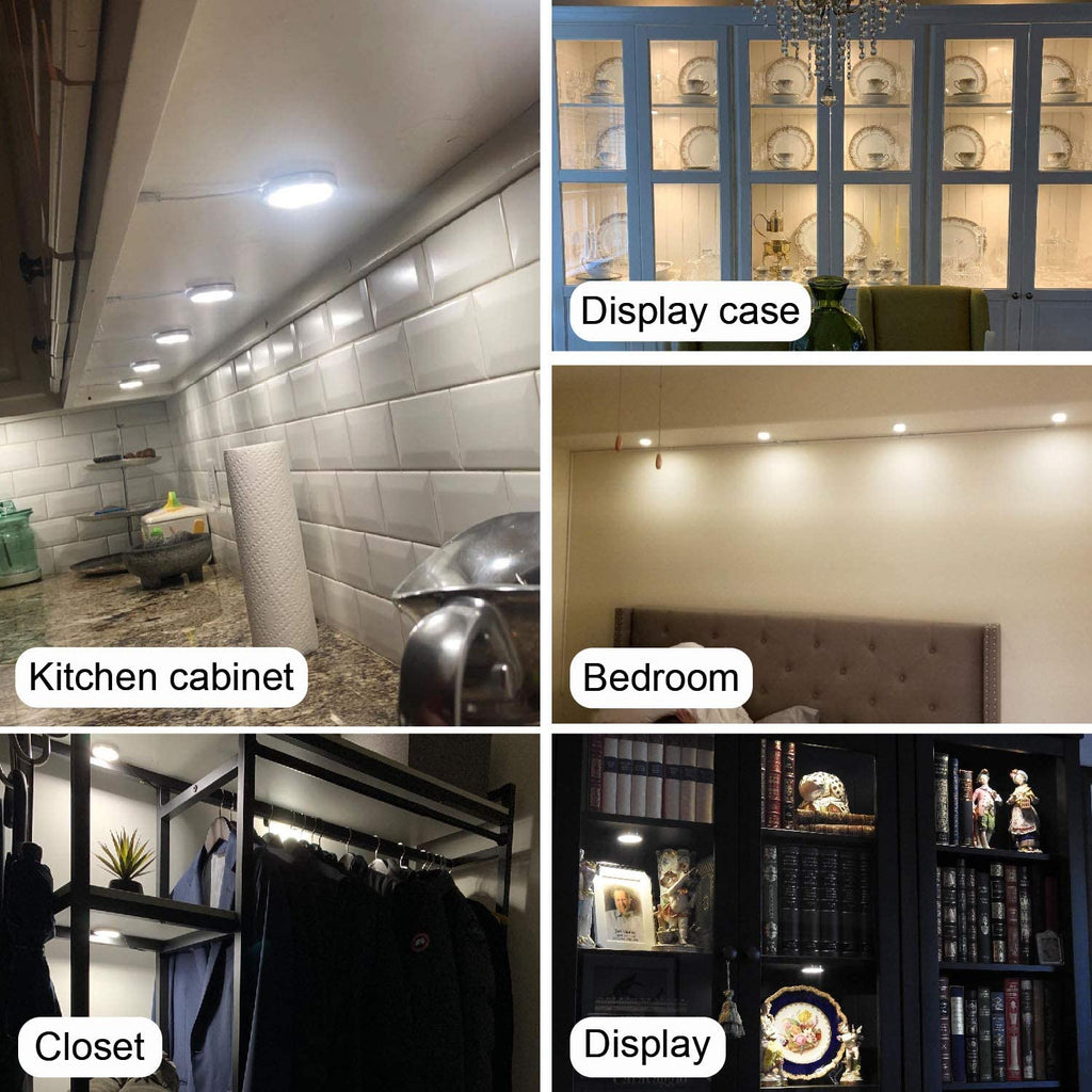 Single LED Puck Light for AIBOO Under Cabinet LED Puck Lights Lamps 12V for Kitchen Counter Closet Cabinet Lighting