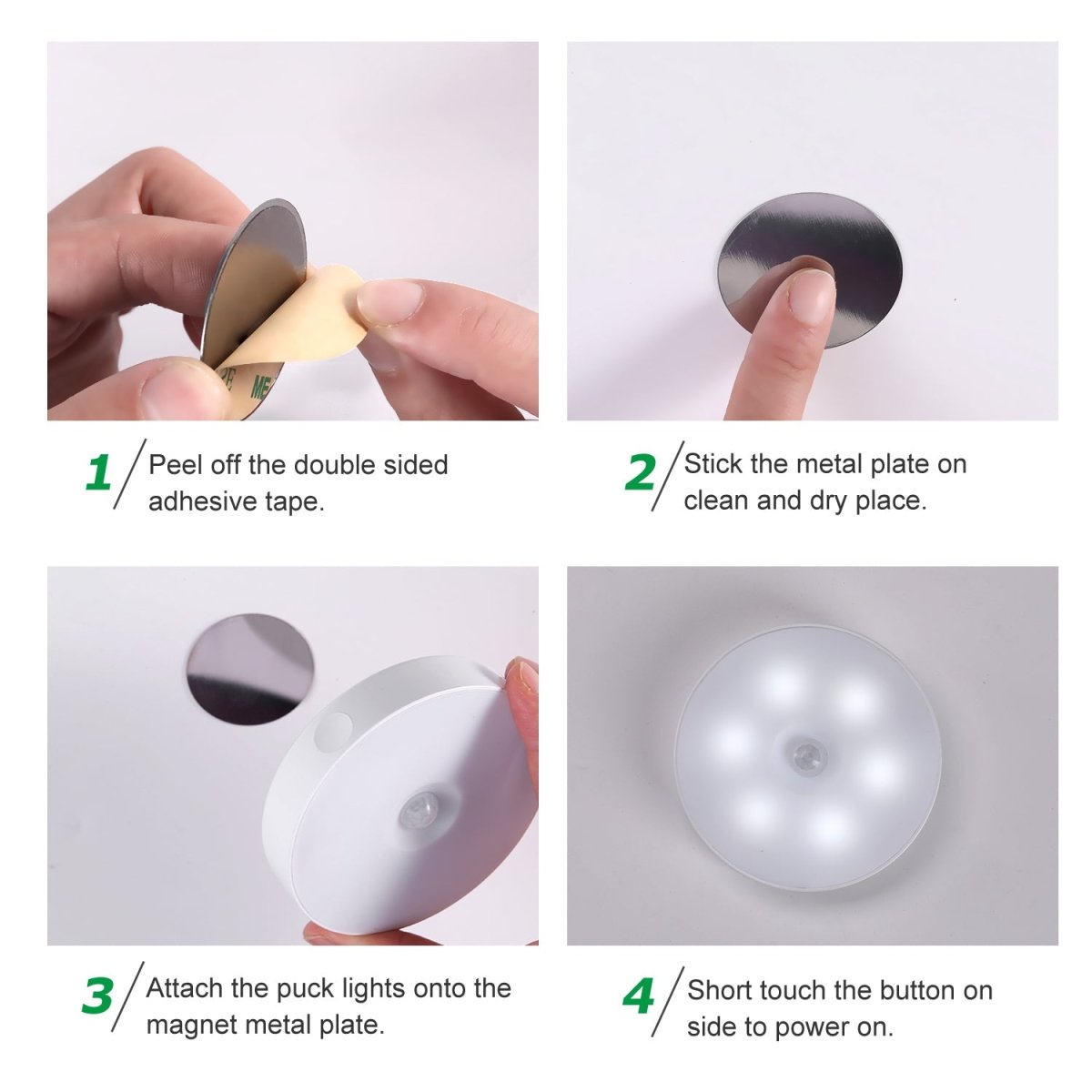 AIBOO Battery Powered LED Motion Sensor Puck Lights (2 Packs/Lot) - battery powered - AIBOO