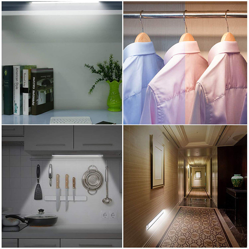 20/40CM PIR Motion Sensor LED Under Cabinet Light USB Rechargeable Wardrobe Closet Cupboard magent install Ultra-thin wall lamp