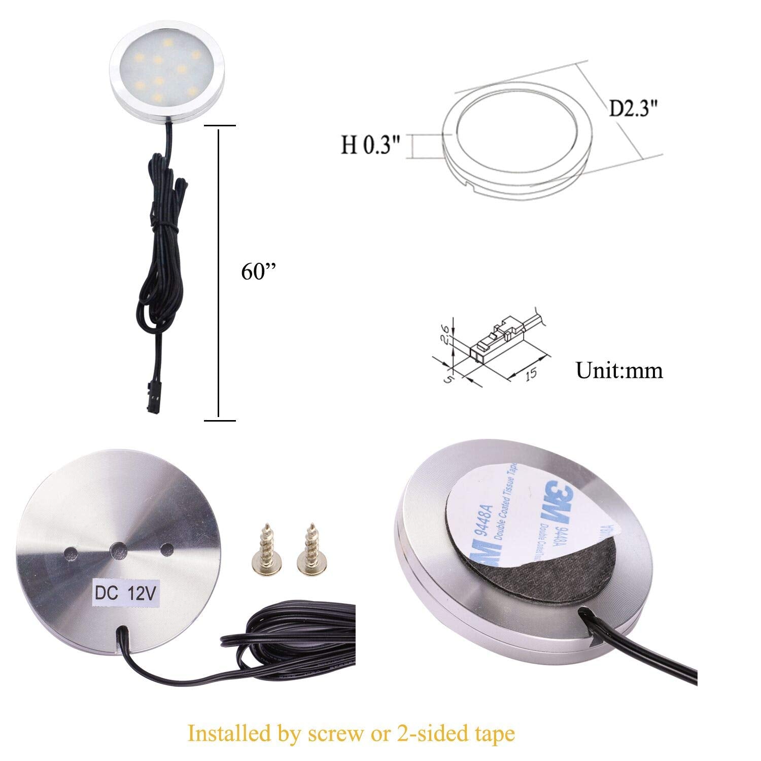 AIBOO 12V Unterschrankleuchte LED Puckleuchten Kabellose Downlight Strahler LED Küchenbeleuchtung 6 Lichter