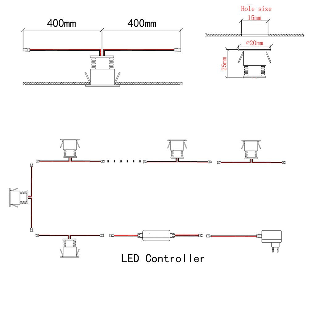 12V Linkable Mini Recessed Downlight with Remote & Adapter(2700K/6000K, 12 Lights)