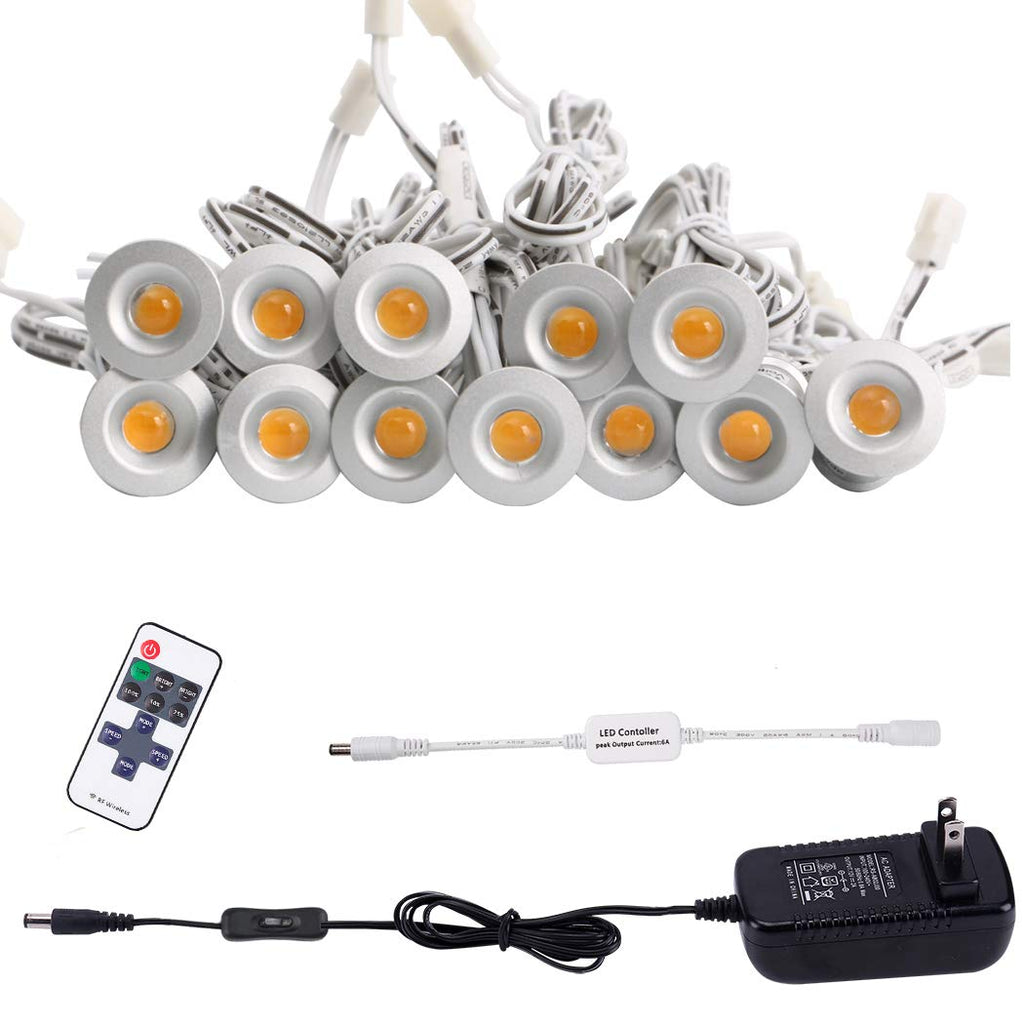 12V Linkable Mini Recessed Downlight with Remote & Adapter(2700K/6000K, 12 Lights)