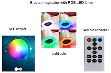Aiboo LED Bluetooth Speaker with RGBW Light Bulb,E27 9W Dimmable Light with Remote Control,APP Control,Audio Speaker Music Playing