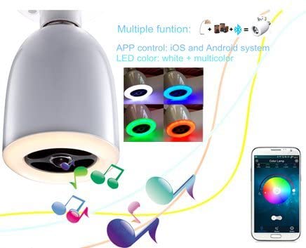 Aiboo LED Bluetooth Speaker with RGBW Light Bulb,E27 9W Dimmable Light with Remote Control,APP Control,Audio Speaker Music Playing