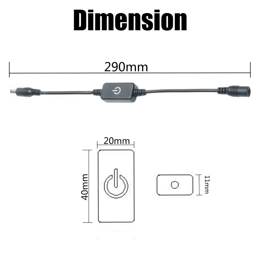 DC Dimmer Touch Switch Brightness 3A LED Dimmer for Single Color 12V-24V LED Strip Lamp Black/White