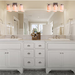 Bathroom Lighting Fixture Over Mirror, Bath Vanity Light, E26 Interior Wall Lamp, Bathroom Lights with Brushed Nickel Finish and White Frosted Glass Shade (Bulbs not Included)
