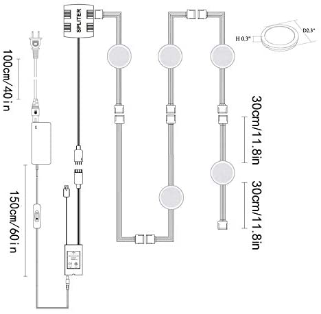 AIBOO 24 V rundes Puck-Lichterset mit Farbwechsel, mehrfarbiges Unterbau-Beleuchtungsset, verknüpfbar für Küche, Schrank, Vitrine, Display, Schlafzimmer mit dimmbarer 40-Tasten-Fernbedienung, 12 W, 5 Packungen (RGB + Weiß RGW/RGB + Warmweiß RGBWW) 