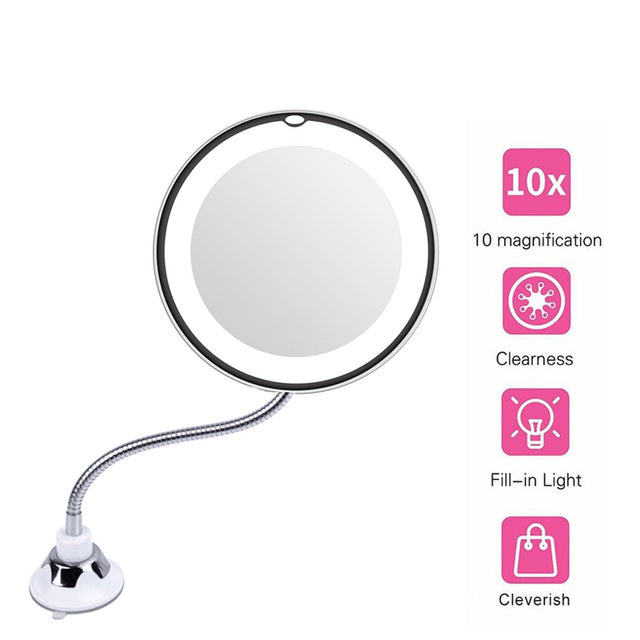 Miroir grossissant 10X, lampe de maquillage à LED, lampe de vanité, rotation à 360 degrés, éclairage de coiffeuse rotatif 