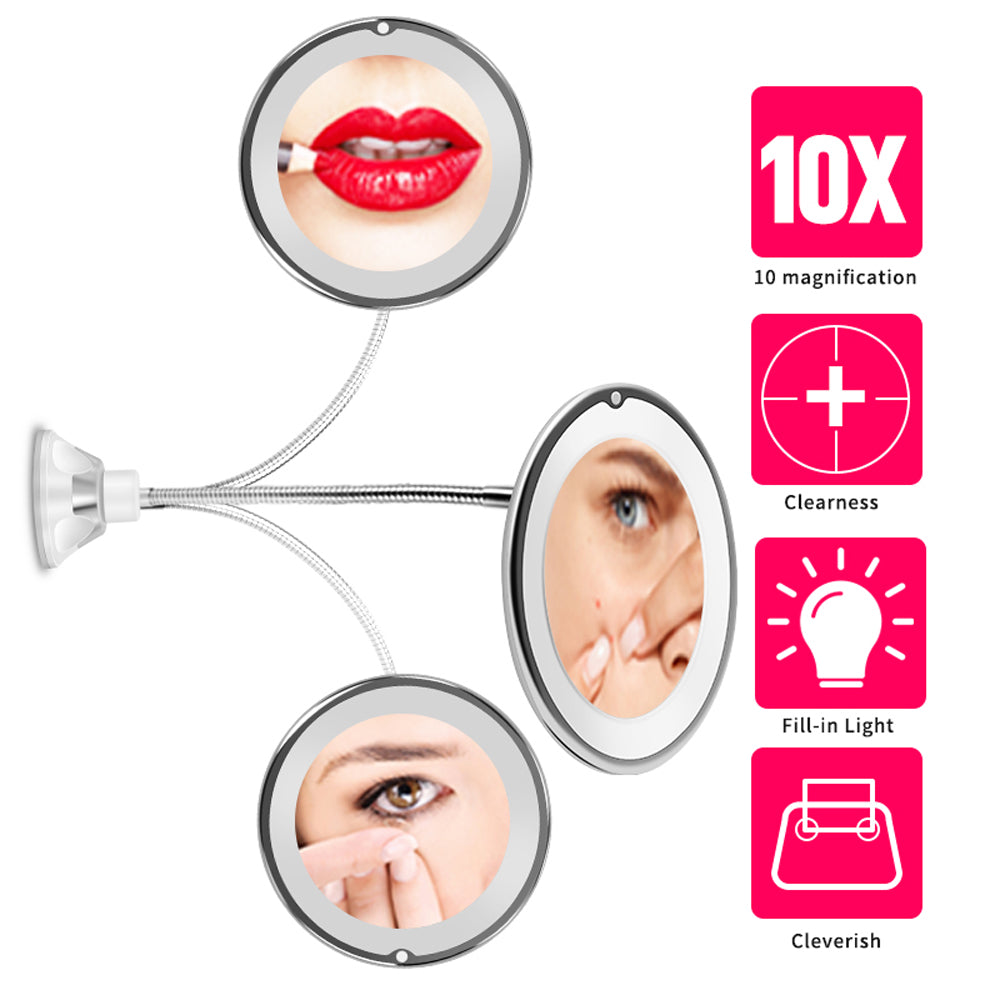 10X Magnifying Mirror makeup Light LED Magnifier Vanity Lamp 360 Degree Rotation Rotating Dressing Table Lighting