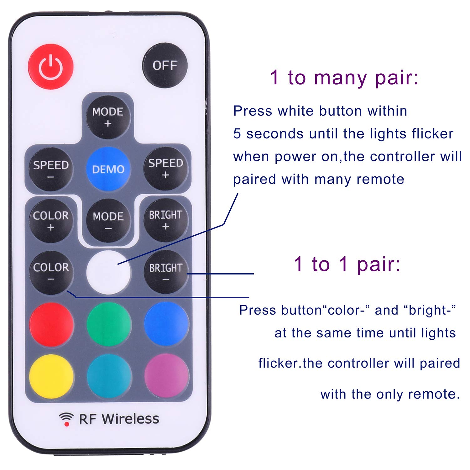 AIBOO DC 5V-24V 6A LED Controller with 16 Keys Mini RF Remote Control