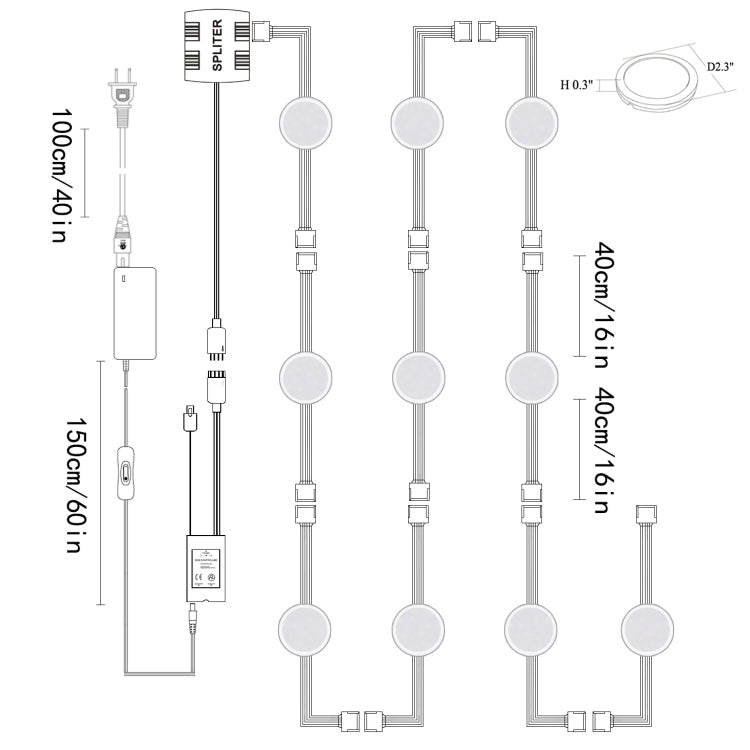 AIBOO Under Counter LED Light Kit, RGBW/RGBWW Under Cabinet Lighting, Linkable Colored Puck Lights with 40-Key IR Remote Control (10 Lights)