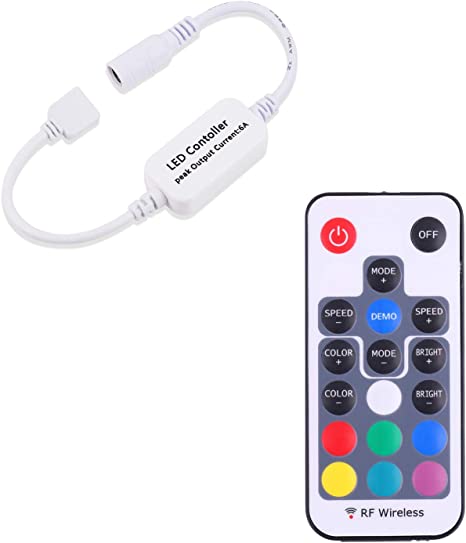 Mini Remote Controller for RGB Color LED Strip Lights, RF Dimmer for 12V DC LED Ribbon, Wireless Remote Control for Dimmable 3528 5050 Under Cabinet Puck Lights(RGB)