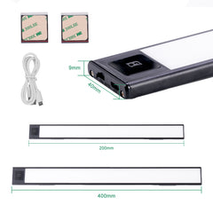 Lampe de cuisine à LED rechargeable par USB, installation magnétique, capteur de balayage manuel, lampe pour armoire, armoire, placard, 20/40 cm