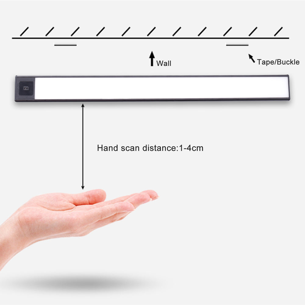 USB-aufladbare LED-Küchenleuchte mit Magnetinstallation, Handfeger-Sensorlampe für Schrankschränke, Kleiderschränke, 20/40 cm