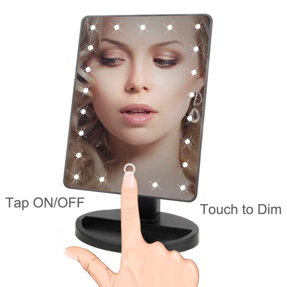 Professional 22 LED Makeup Mirror Light Portable Rotation Vanity Lights Lamp Touch Bright Adjustable USB Or Battery Use Black