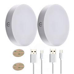 AIBOO USB Rechargeable Puck Lights, Dimmable 4000K/6000K (2-Pack) - battery powered puck lights - AIBOO