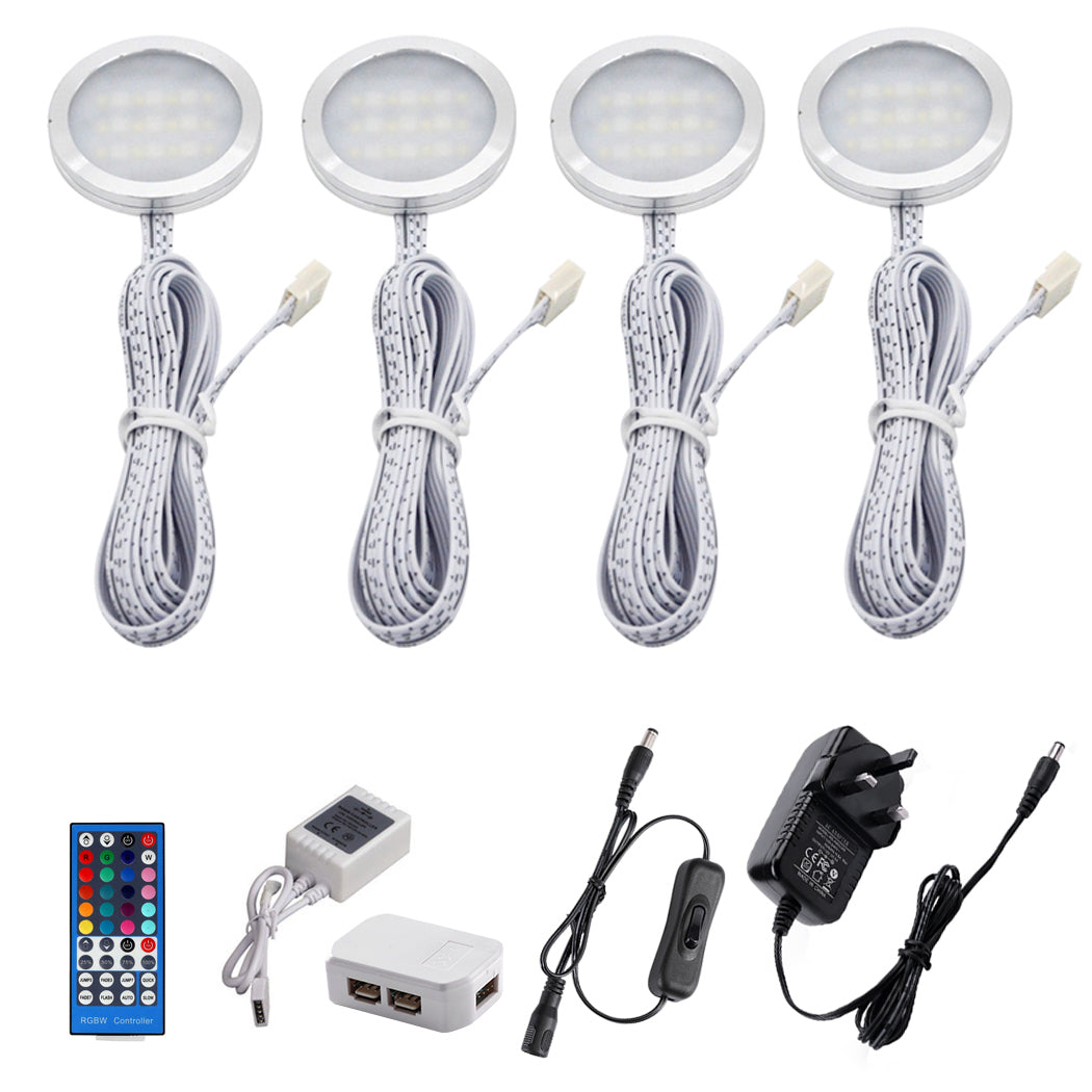 AIBOO Lot de 2 lampes RGB câblées 12 V avec télécommande sans fil RF pour éclairage de comptoir de cuisine 