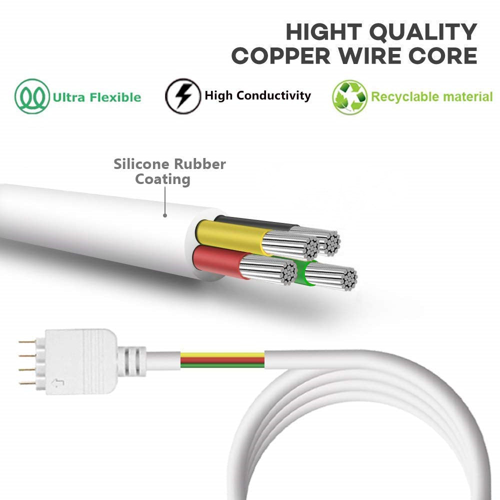 4 PIN RGB led connector Extension Cable cord Wire + 4pin connectors 1M for SMD 5050 3528 RGB LED Strip light 4Pcs/Lot