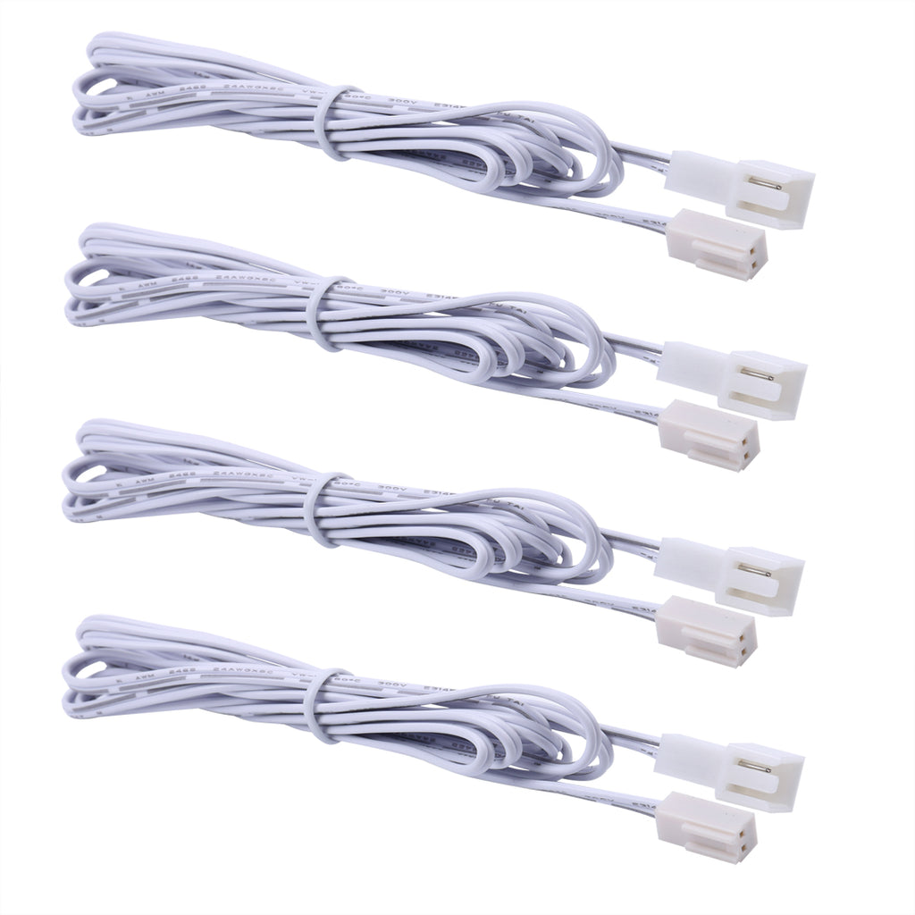 Flexible Extendable Cables for AIBOO LED Under Cabinet Lighting Kit White Cord 1.5m (60 inch) Extension Cords (2-pin White Cords, 4 Pack)