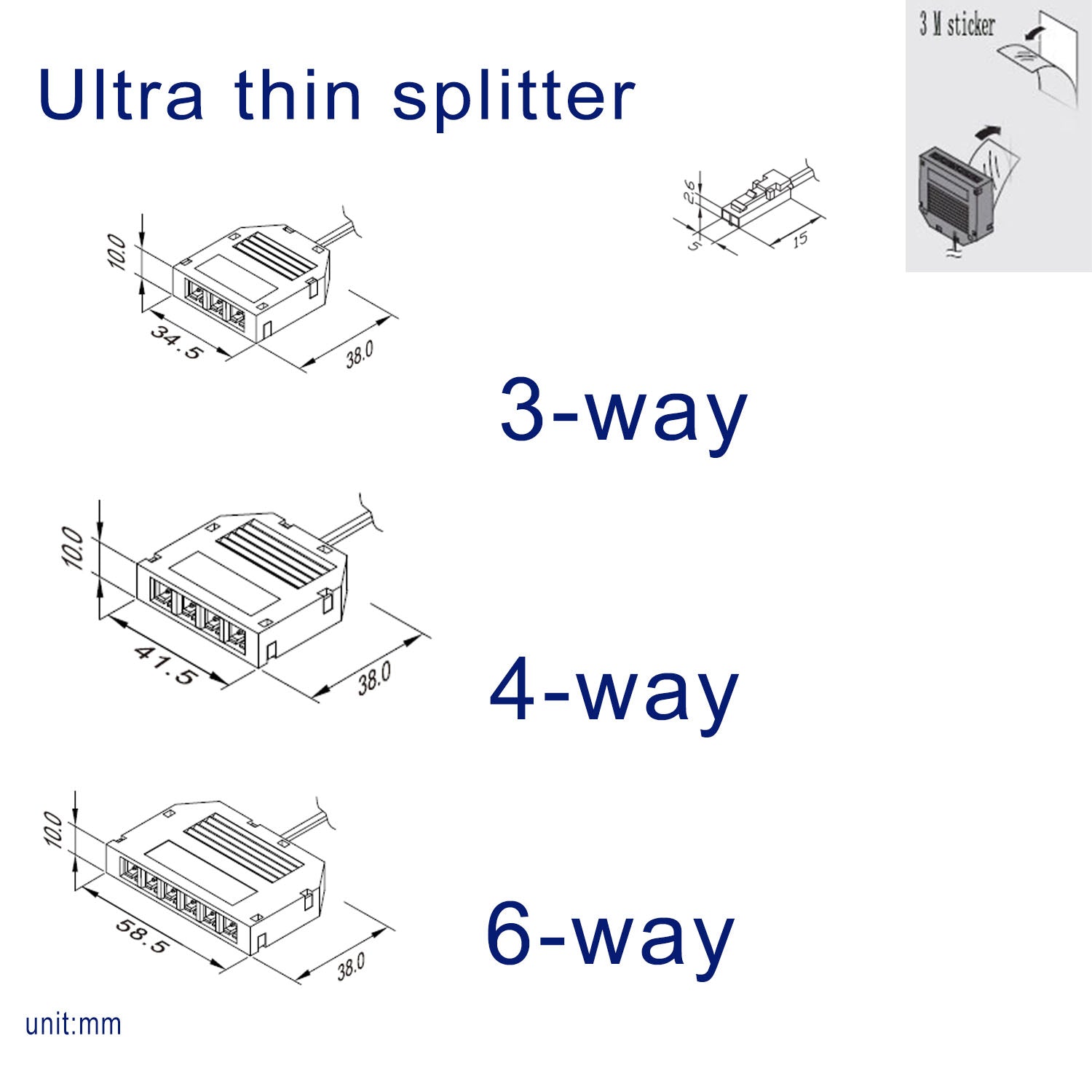 Splitter for AIBOO Cabinet Lights, black cords.