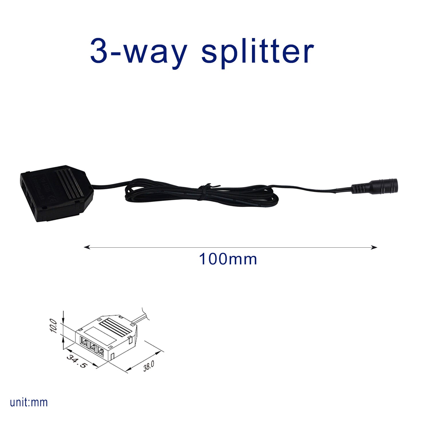 Splitter for AIBOO Cabinet Lights, black cords.