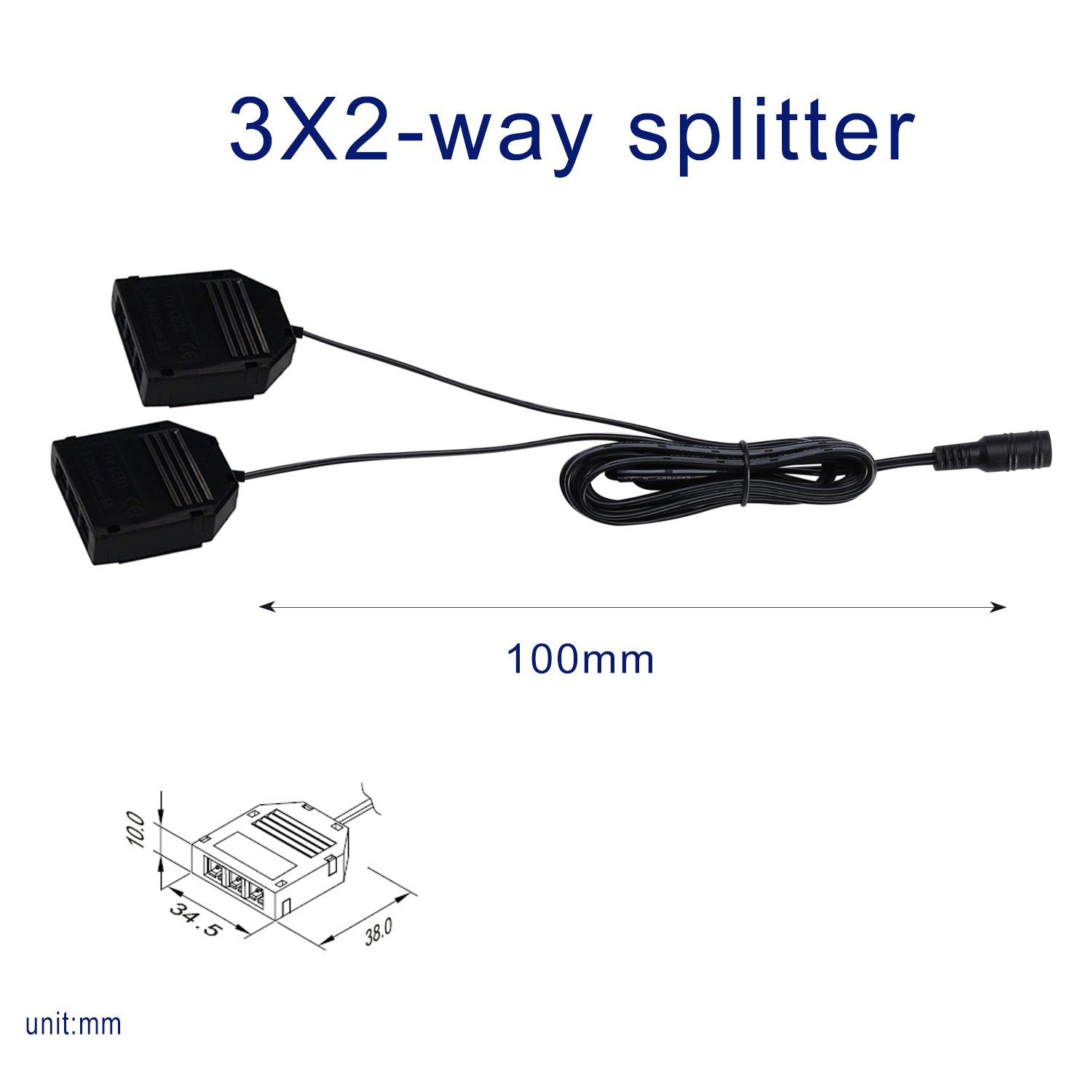 Splitter for AIBOO Cabinet Lights, black cords.