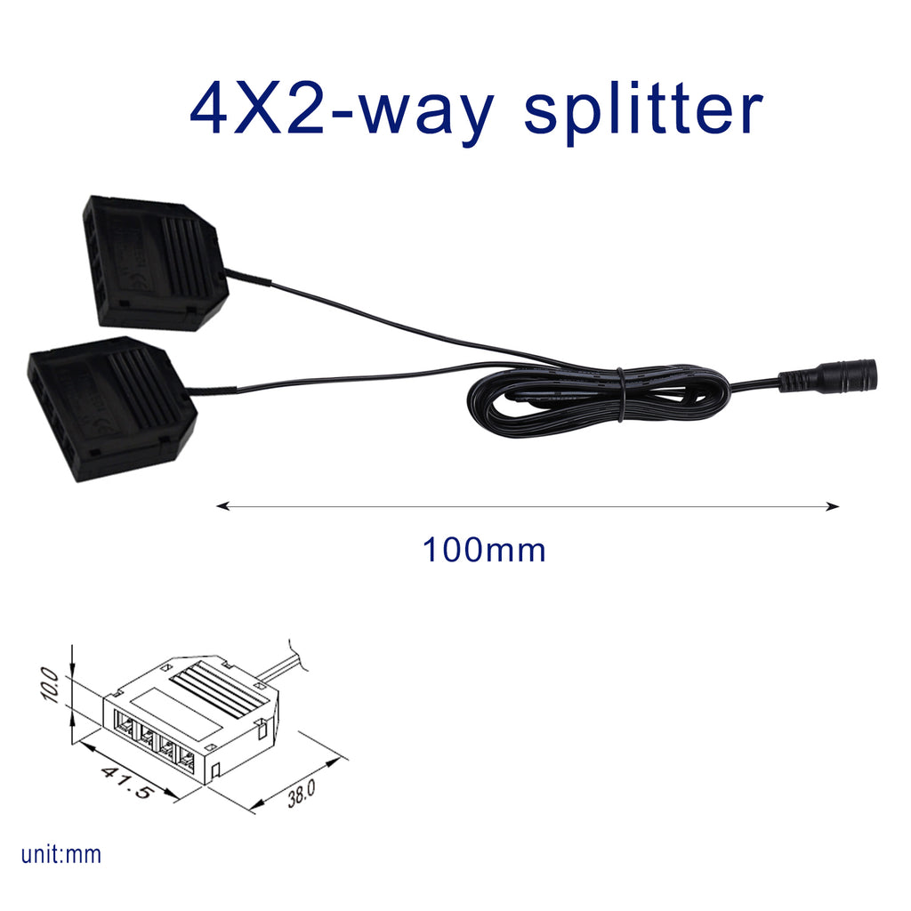 Splitter for AIBOO Cabinet Lights, black cords.