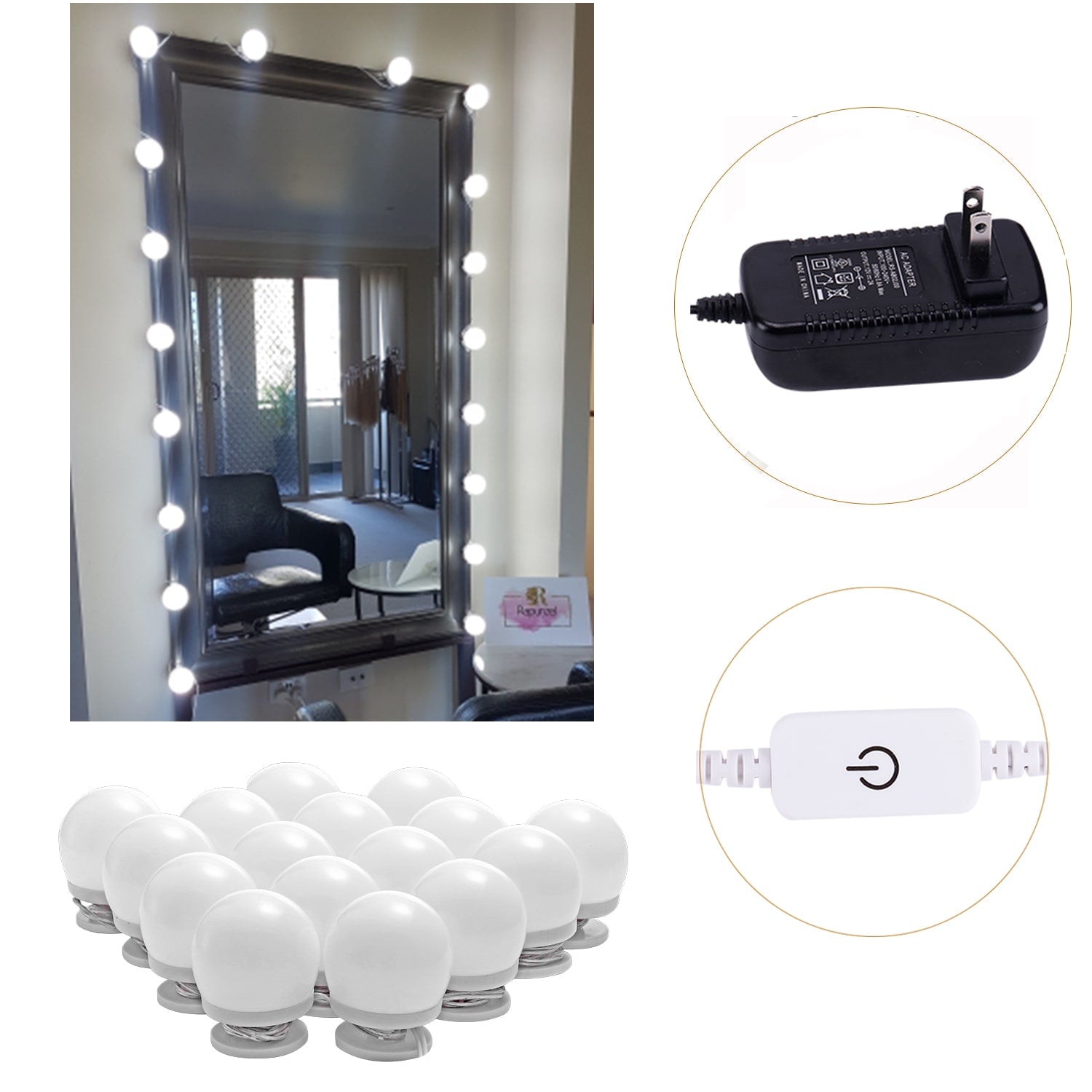 Makeup Mirror Lights (4000K, 16Bulbs, Plug in) Mirror Not Included