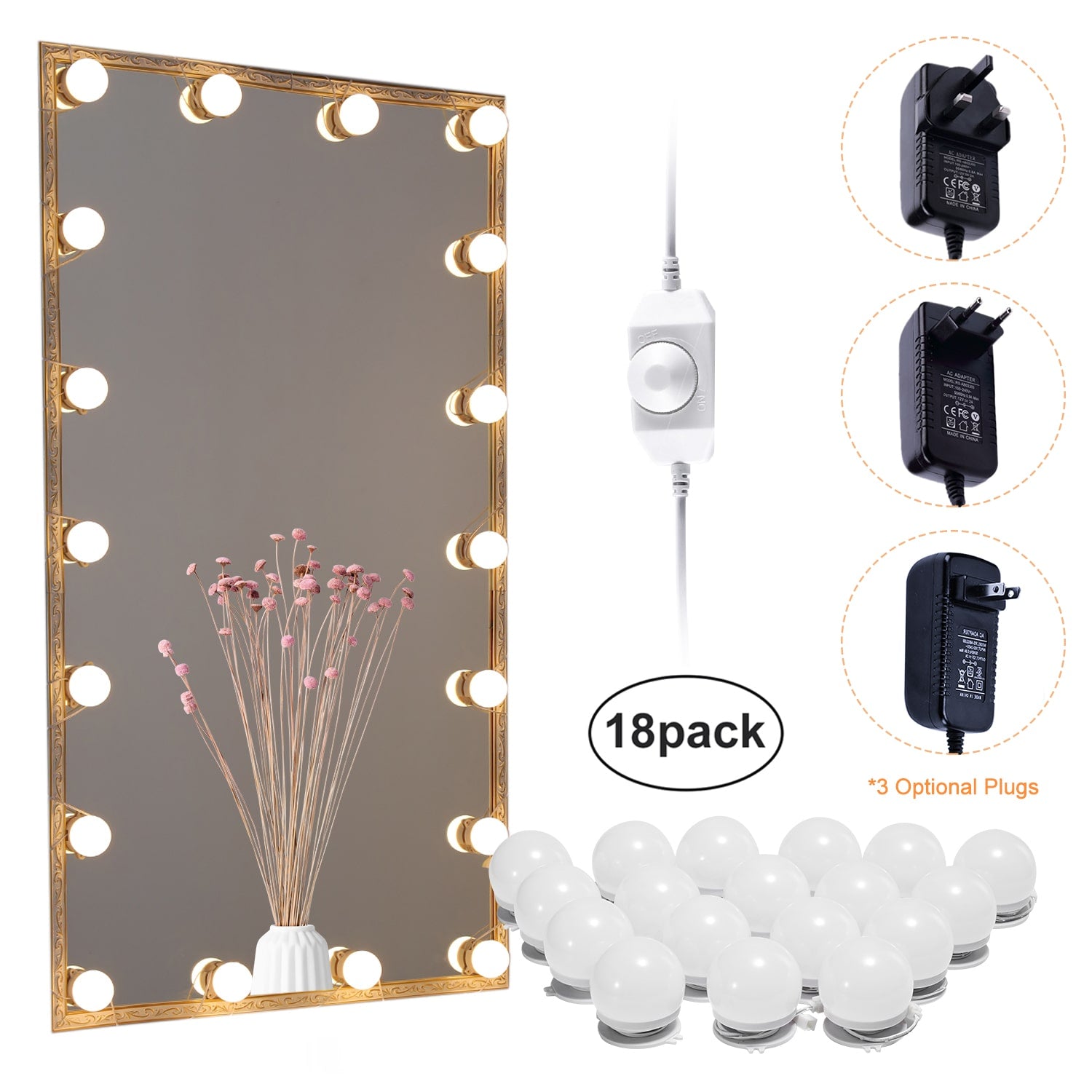 LED Makeup Mirror Lights(4000K, 10Bulbs, Plug in), Mirror Not Included –  AIBOO