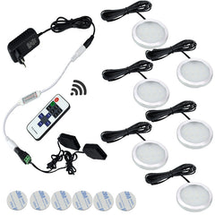 AIBOO 12V Under Cabinet Light LED Puck Lights Wireless Downlight Spotlights LED Kitchen Lighting 6 Lights