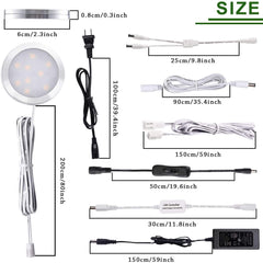 AIBOO Under Counter Lighting Kit,12 pcs 4000K Plug in LED Puck Lights,24W Ultra Slim Dimmable White Fixtures for Kitchen Cabinet,Wine Cabinet,Closet and Showcase Lighting