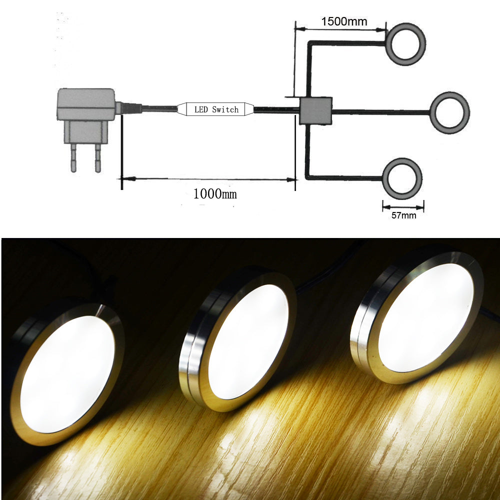 Lumières LED à intensité variable sous les armoires AIBOO 3 lumières à rondelle filaires avec télécommande RF pour l'éclairage du comptoir de cuisine à domicile 