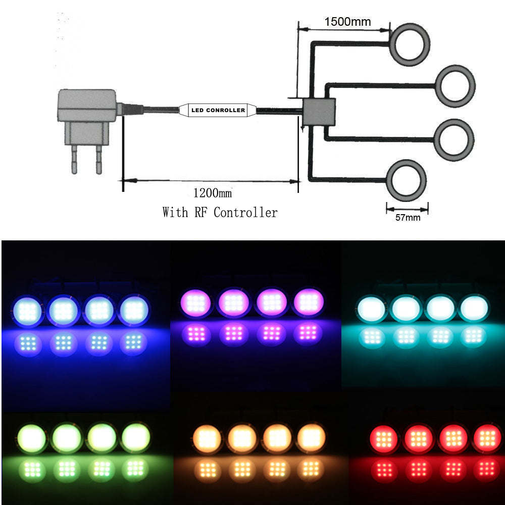 AIBOO RGB Color Changing LED Under Cabinet Lights Kit Aluminum Slim Puck Lamps for Kitchen Counter Wardrobe Counter Furniture Ambiance Christmas Decor Lighting (4 lights)