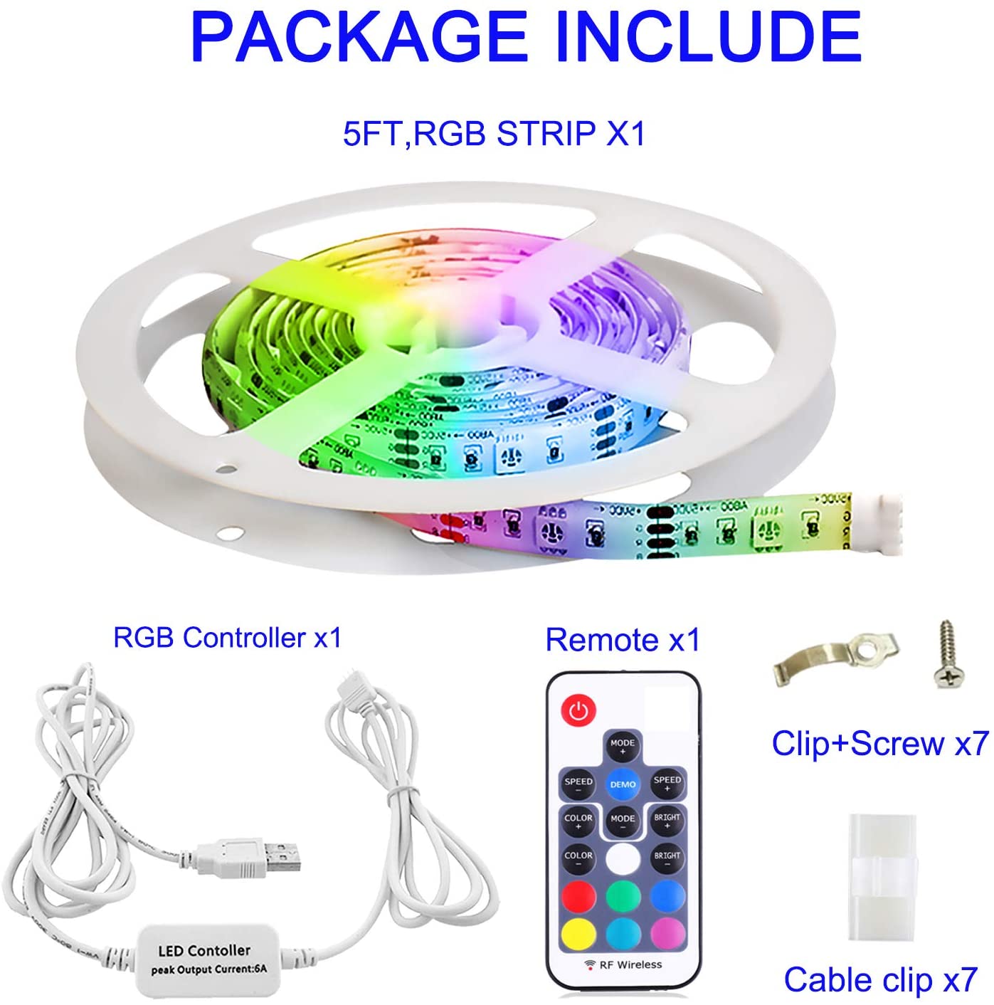 AIBOO Sofa-/Couch-/Bett-Beleuchtung, RGB-LED-Streifenbeleuchtung mit kabelloser HF-Fernbedienung, Eingang, Schrank, Treppenhausbeleuchtung (4 Fuß – 120 cm) 