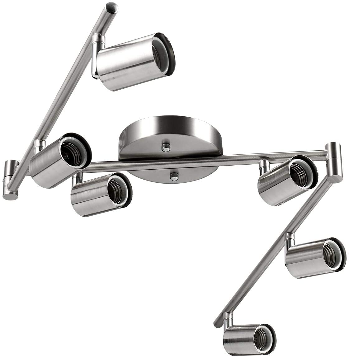 6-Head LED Track Lighting Fixture, No Bulbs (E26 Base, Satin Nickel)