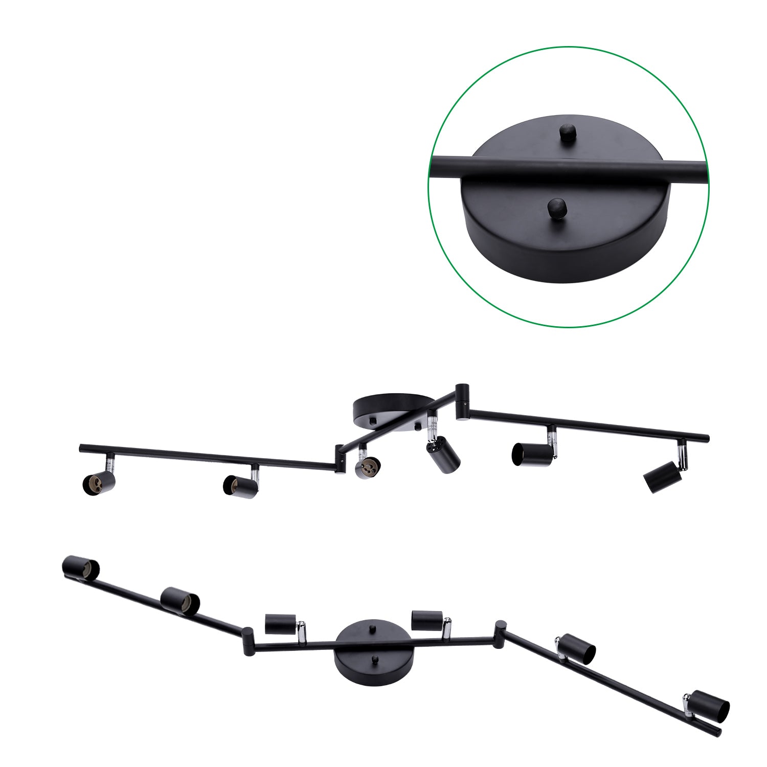 6-head LED Track Lighting Fixture, No Bulbs (GU10 Base, Matt Black)