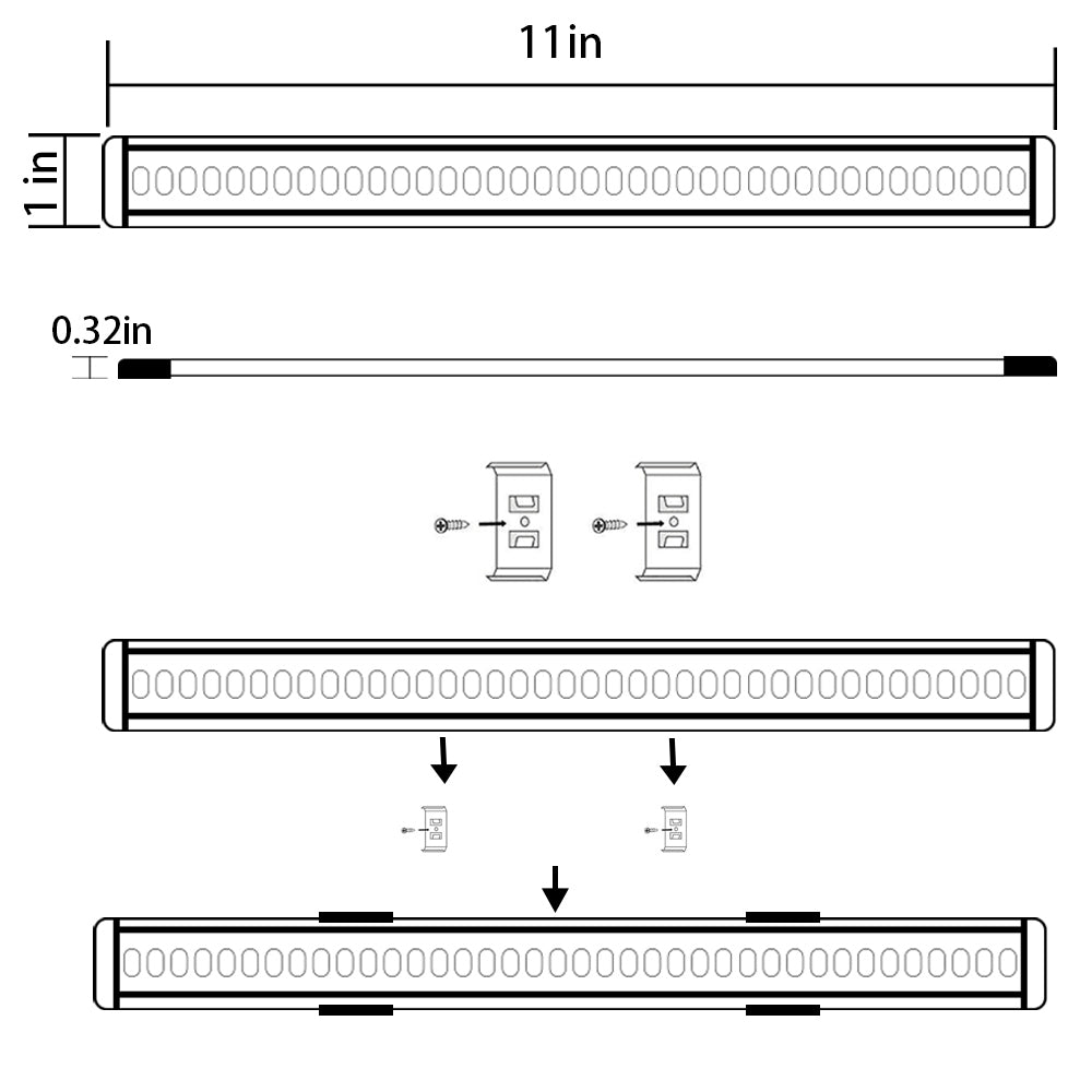 AIBOO 12V Under Cabinet Lighting Bar
