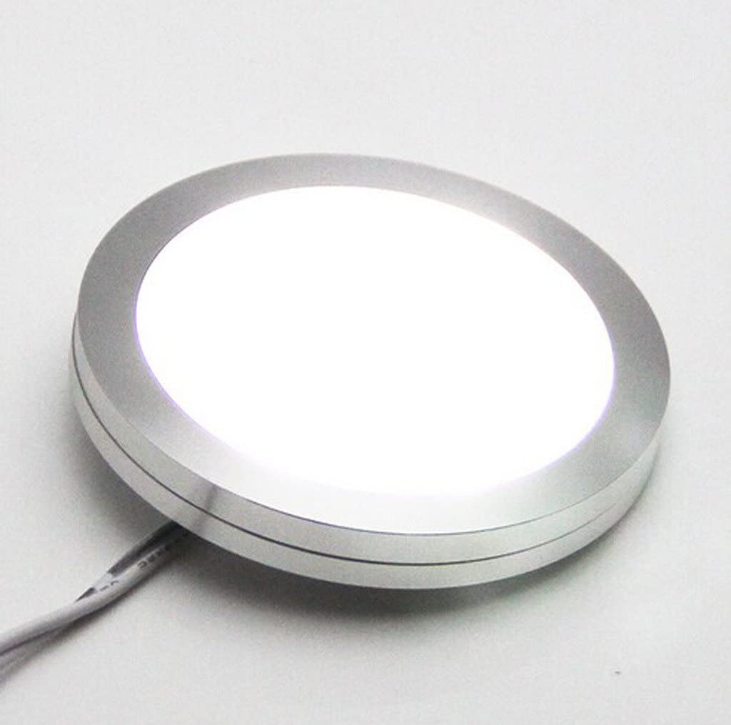 Ensemble de 6 rondelles lumineuses à LED Aiboo sous armoire 230 V Triac à intensité variable avec pilote externe câblé pour éclairage d'accentuation de placard de cuisine (blanc jour 5000 K) 