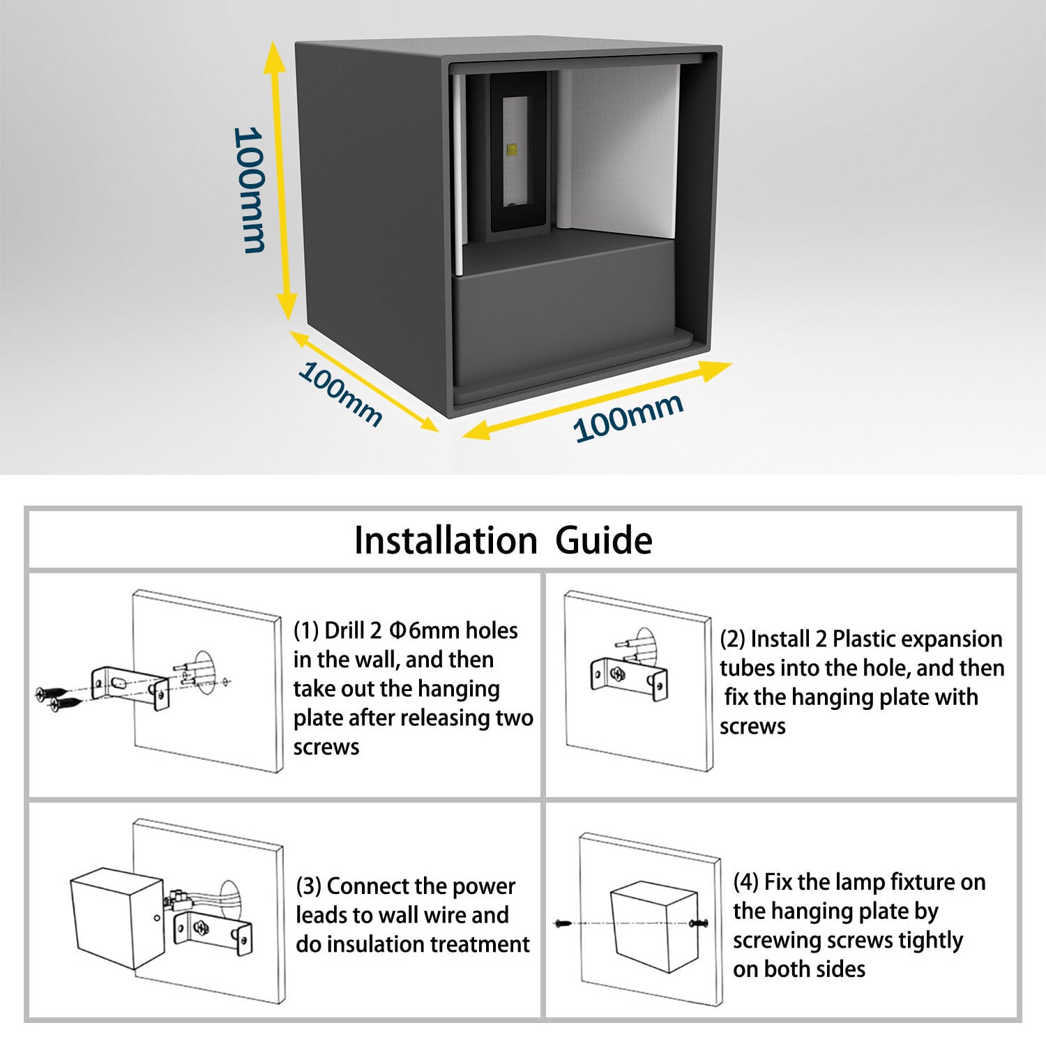 Waterproof LED Wall Light for Indoor Outdoor Lighting(12W Black, IP45)